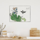 Dragonflies on a Water Hyacinth by Morimoto Toko, Poster (Keuken)