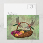 Dragonflies On Flower Basket Briefkaart (Voorkant / Achterkant)