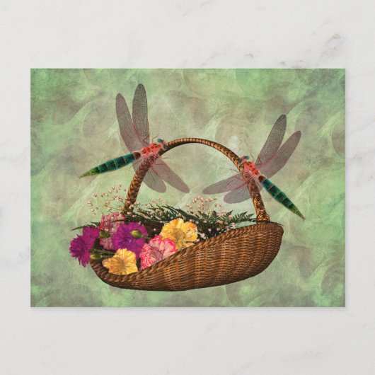 Dragonflies On Flower Basket Briefkaart (Voorkant)