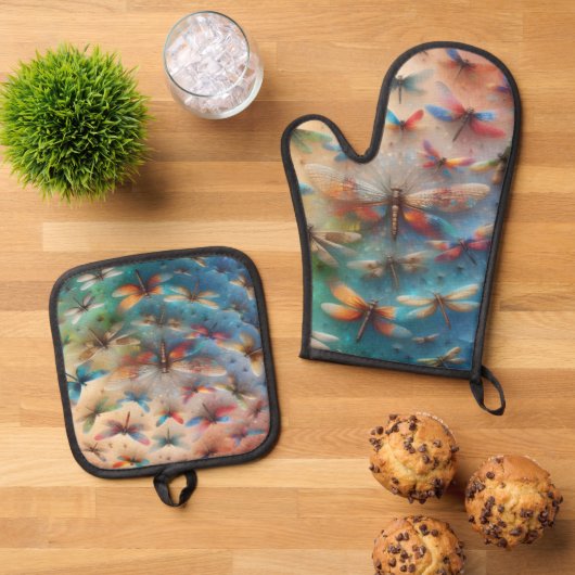 Dragonflies Ovenwant & Pannenlap Set (Top down)