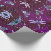 Dragonflies Paars omlooppapier Cadeaupapier (Hoek)