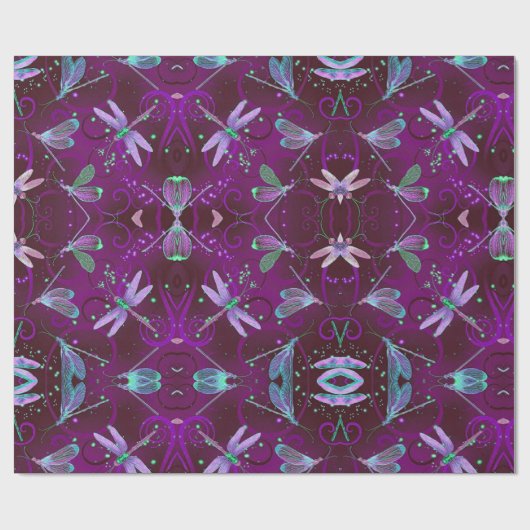 Dragonflies Paars omlooppapier Cadeaupapier (Vlak)