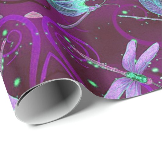 Dragonflies Paars omlooppapier Cadeaupapier (Rol Hoek)