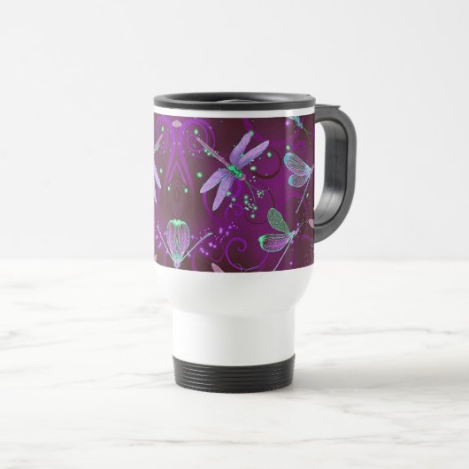 Dragonflies Paarse Dreams Travel Mug Reisbeker (Voorkant rechts)