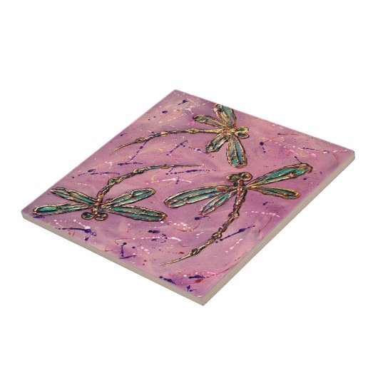 Dragonflies Pink Fizz Tegeltje (Zijkant)