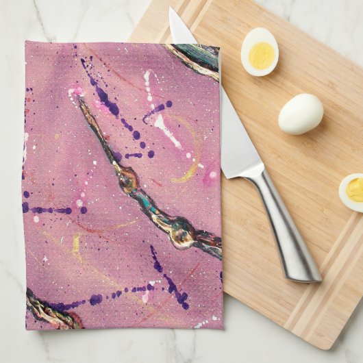 Dragonflies Pink Fizz Theedoek (Quarter Fold)