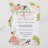 Dragonflies Rozen Waterverf Tuin Bruiloft Kaart (Voorkant / Achterkant)