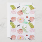 Dragonflies Rozen Waterverf Tuin Bruiloft Kaart (Achterkant)