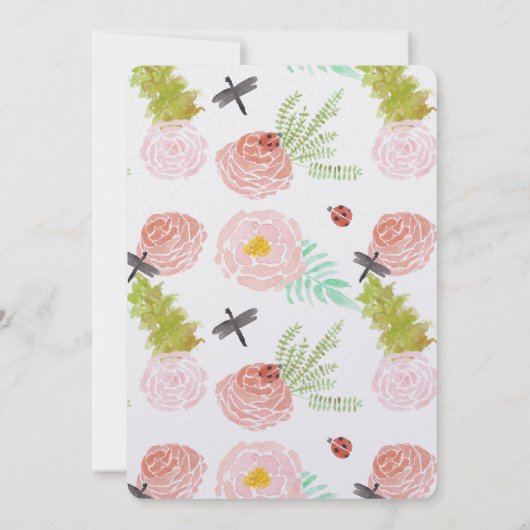 Dragonflies Rozen Waterverf Tuin Bruiloft Kaart (Achterkant)