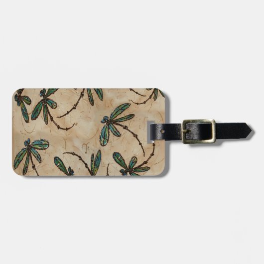Dragonflies Rustic Cream Bagagelabel (Voorkant horizontaal)