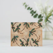 Dragonflies Rustic Cream Briefkaart (Staand voorkant)