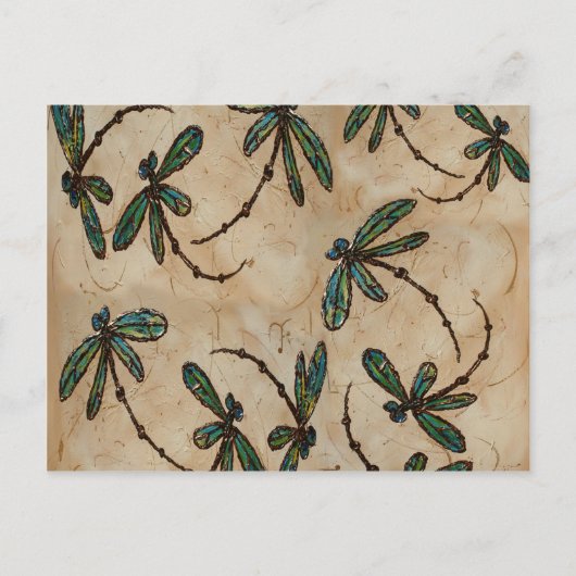 Dragonflies Rustic Cream Briefkaart (Voorkant)
