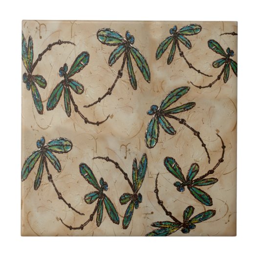 Dragonflies Rustic Cream Tegeltje (Voorkant)