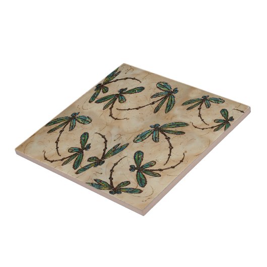 Dragonflies Rustic Cream Tegeltje (Zijkant)