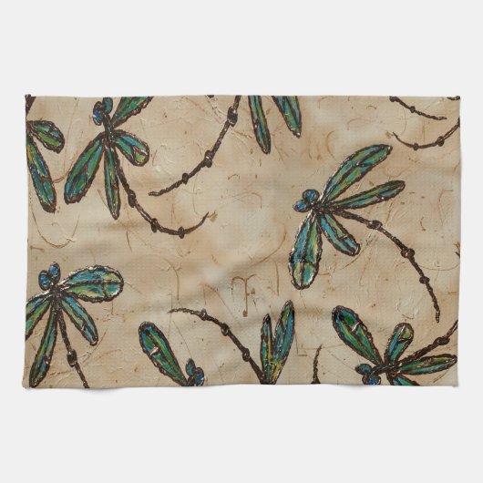Dragonflies Rustic Cream Theedoek (Horizontaal)