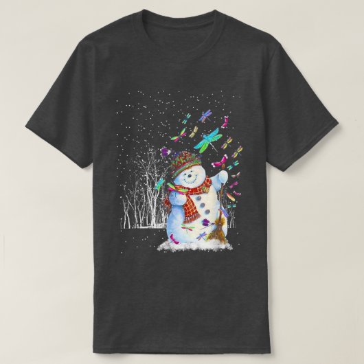 Dragonflies Snowman Scarf-kerstboombos Wi T-shirt (Design voorkant)