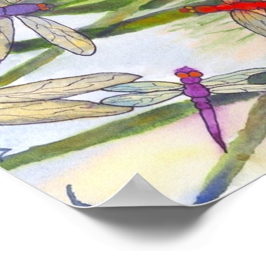Dragonflies Summer Poster van Roseann Meserve (Hoek)