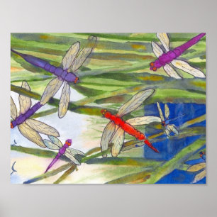 Dragonflies Summer Poster van Roseann Meserve