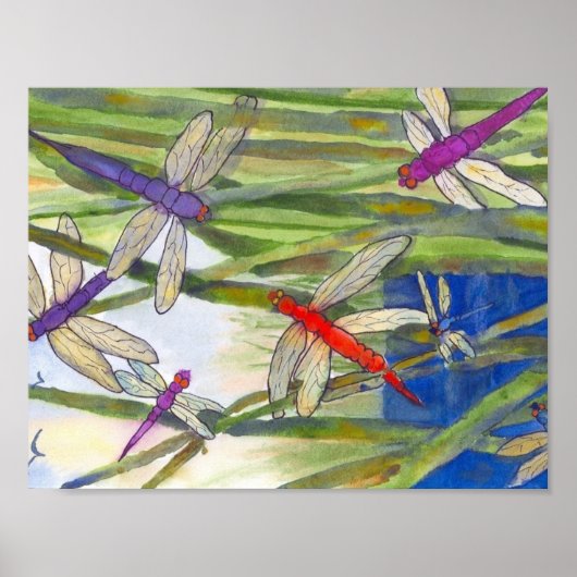 Dragonflies Summer Poster van Roseann Meserve (Voorkant)