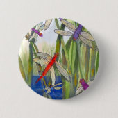 Dragonflies Summer Ronde Button 5,7 Cm (Voorkant)