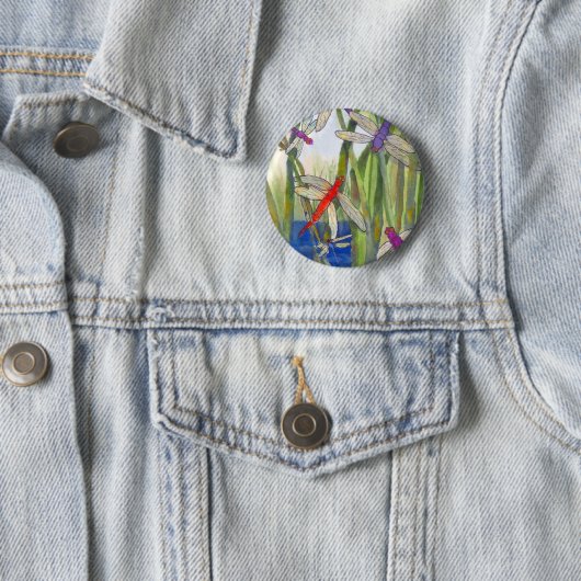 Dragonflies Summer Ronde Button 5,7 Cm (In situ)