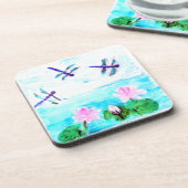 Dragonflies voor het schilderen van waterlily bier onderzetter (Linkerzijde)