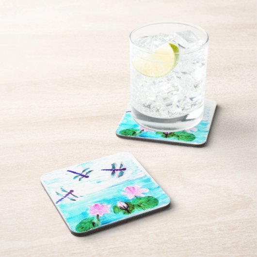 Dragonflies voor het schilderen van waterlily bier onderzetter (Rechterzijde)