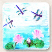 Dragonflies voor het schilderen van waterlily bier onderzetter (Voorkant)