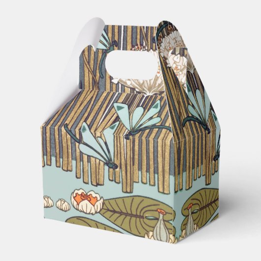 Dragonflies Water Lelies Marsh Art Nouveau Bedankdoosjes (Achterkant)