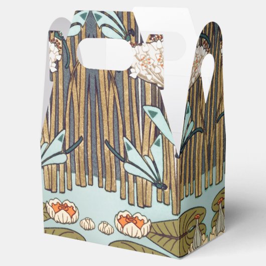 Dragonflies Water Lelies Marsh Art Nouveau Bedankdoosjes (Geopend)