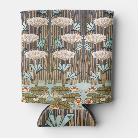 Dragonflies Water Lelies Marsh Art Nouveau Blikjeskoeler (Voorkant)