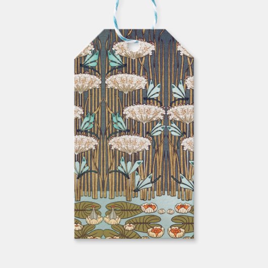 Dragonflies Water Lelies Marsh Art Nouveau Cadeaulabel (Voorkant)