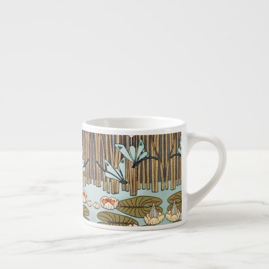 Dragonflies Water Lelies Marsh Art Nouveau Espresso Kop (Rechts)