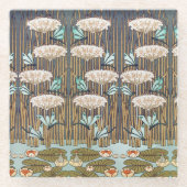 Dragonflies Water Lelies Marsh Art Nouveau Glazen Onderzetter (Voorkant)