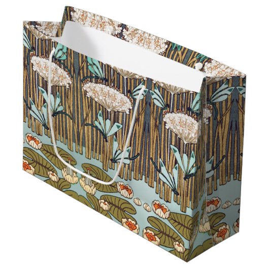 Dragonflies Water Lelies Marsh Art Nouveau Groot Cadeauzakje (Voorkant Gekanteld)