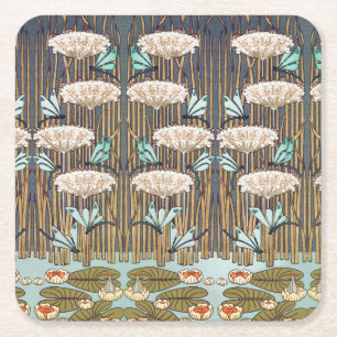 Dragonflies Water Lelies Marsh Art Nouveau Kartonnen Onderzetters