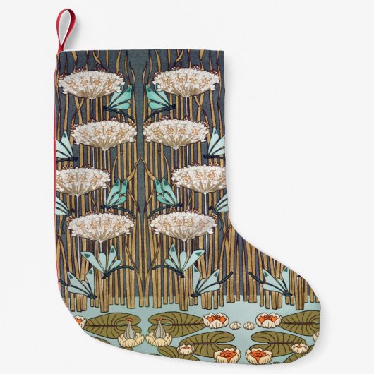 Dragonflies Water Lelies Marsh Art Nouveau Kleine Kerstsok (Voorkant)