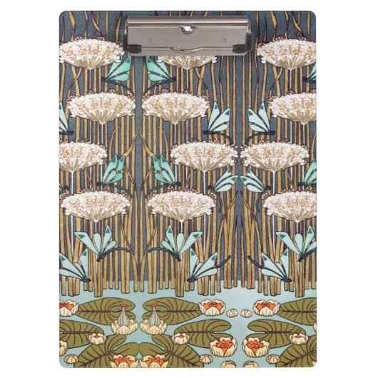 Dragonflies Water Lelies Marsh Art Nouveau Klembord (Voorkant)