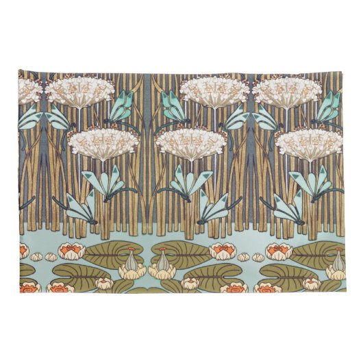 Dragonflies Water Lelies Marsh Art Nouveau Kussensloop (Achterkant-Rechts)