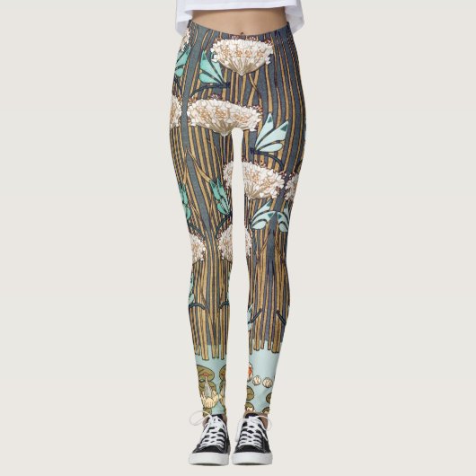 Dragonflies Water Lelies Marsh Art Nouveau Leggings (Voorkant)