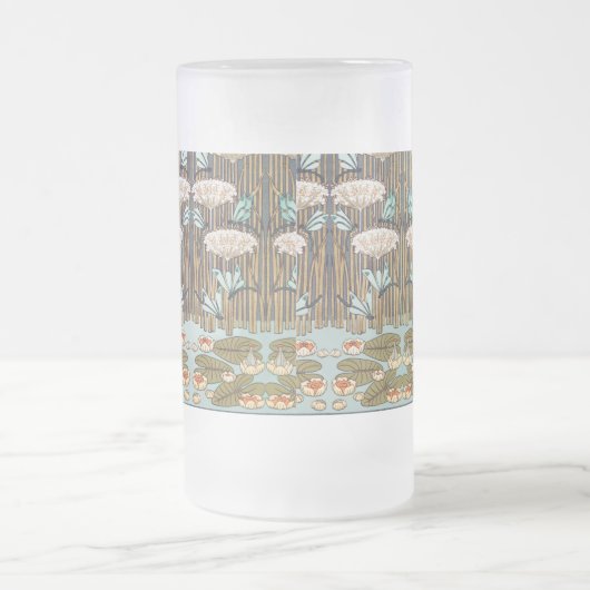 Dragonflies Water Lelies Marsh Art Nouveau Matglas Bierpul (Center)