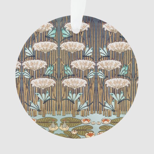 Dragonflies Water Lelies Marsh Art Nouveau Ornament (voorkant)