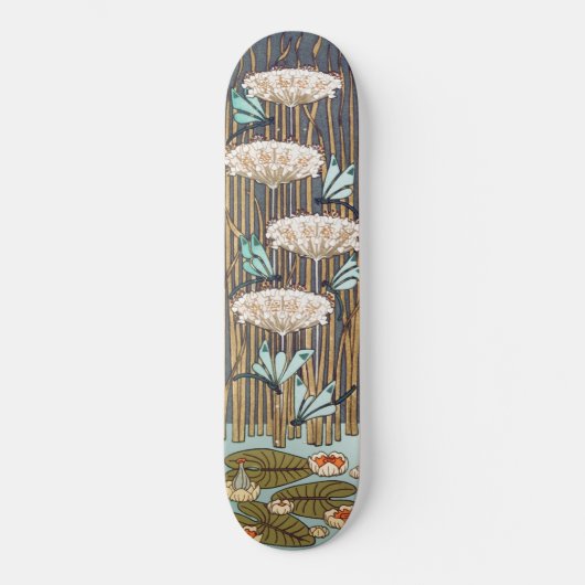Dragonflies Water Lelies Marsh Art Nouveau Persoonlijk Skateboard (Voorkant)