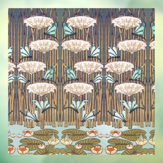 Dragonflies Water Lelies Marsh Art Nouveau Raamsticker (Vel 3)