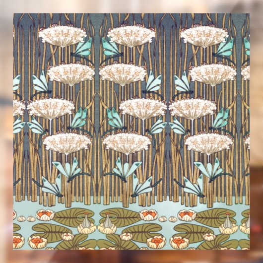 Dragonflies Water Lelies Marsh Art Nouveau Raamsticker (Vel 2)