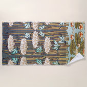 Dragonflies Water Lelies Marsh Art Nouveau Strandlaken (Voorkant)