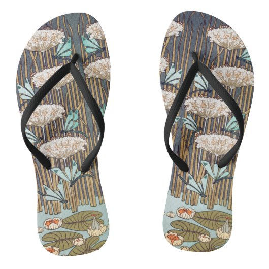 Dragonflies Water Lelies Marsh Art Nouveau Teenslippers (Voetbed)