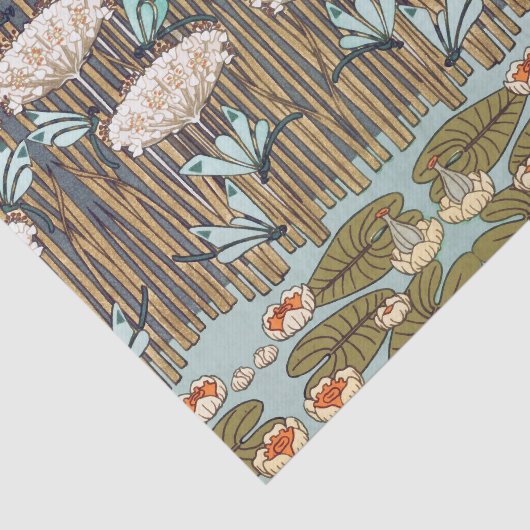 Dragonflies Water Lelies Marsh Art Nouveau Tissuepapier (Detail)