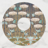 Dragonflies Water Lelies Marsh Art Nouveau Wijnglaslabel (Voorkant)