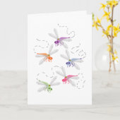 Dragonflies Whimsical Cartoon Art Kaart (Gele Bloem)